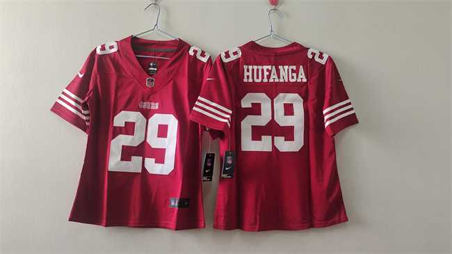 Women%27s San Francisco 49ers #29 Talanoa Hufanga Red Vapor Stitched Jersey->women nfl jersey->Women Jersey